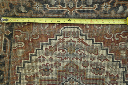 Tribal Heriz hand-knotted wool rug in Black & Beige, full view