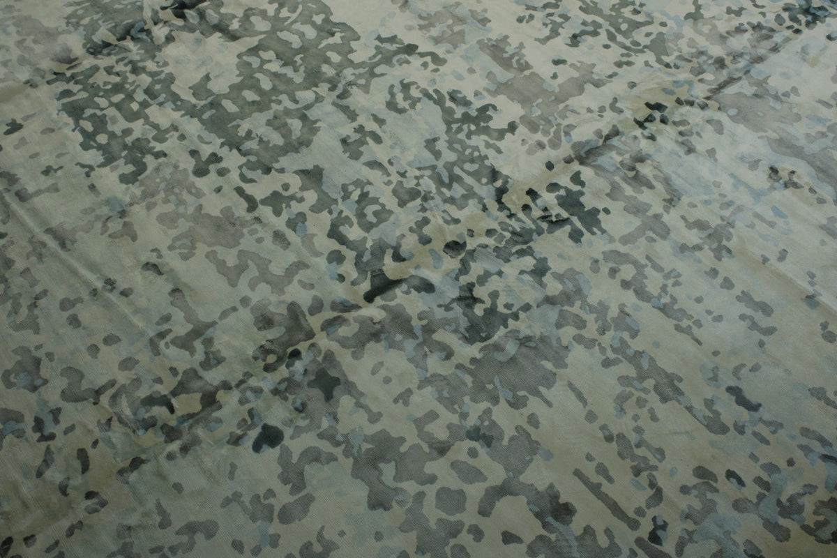 Beige Modern Abstract Broken Design rug in room setting