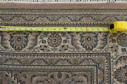 Beige & Pink Traditional Indo Mir rug in room setting