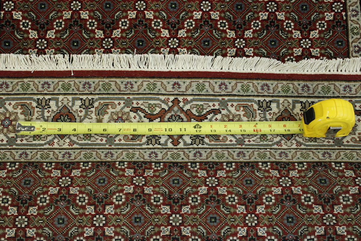 Beige & Red Traditional Fine Mir rug in room setting