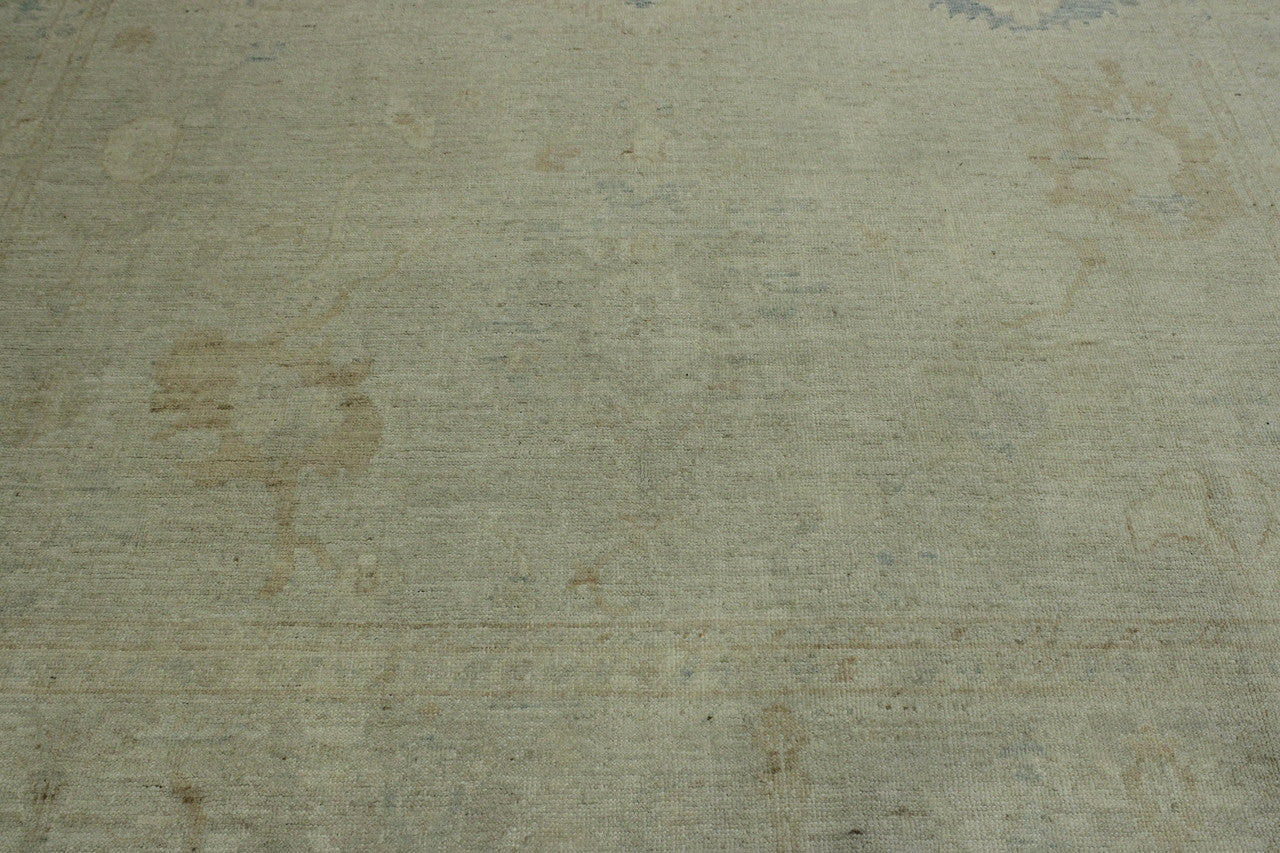 Blue & Gray Oushak Wash Chobi rug in room setting