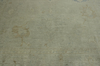 Blue & Gray Oushak Wash Chobi rug in room setting