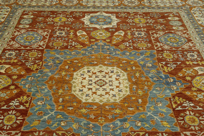 Beige & Rust Tribal Vegetable Dye Bamiyan rug in room setting