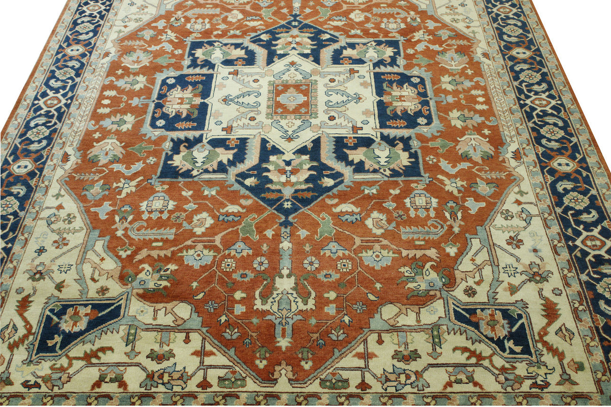Full view of Tribal Heriz rug