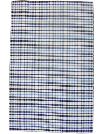 Coastal Flat Weave Indoor/Outdoor Beach hand-knotted wool rug in Blue, full view
