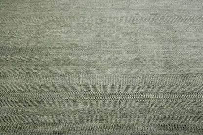 Modern Grass Design hand-knotted wool rug in Gray & Beige, full view