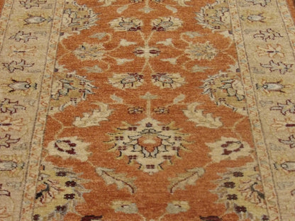 Back of Oushak hand-knotted runner