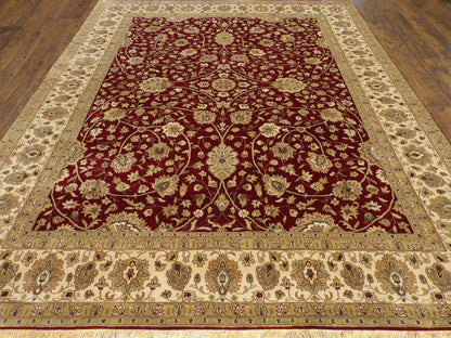 Close-up of wool pile, Beige & Red rug