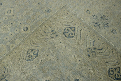 Oushak Wash Chobi hand-knotted wool rug in Blue & Gray, full view