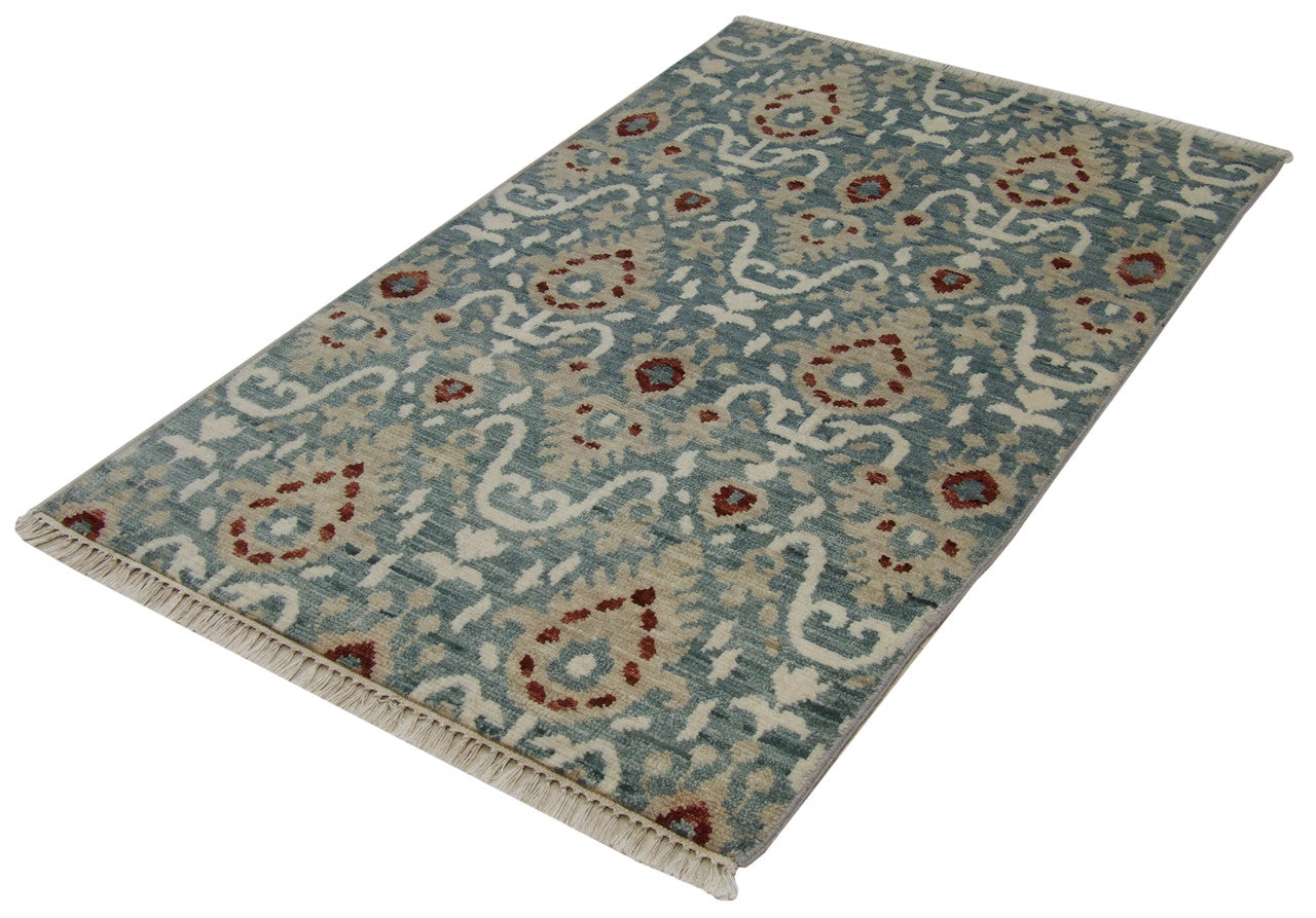 Ikat pattern detail, blue rug