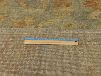 Full room view of Turkish Oushak natural dye hand-knotted rug