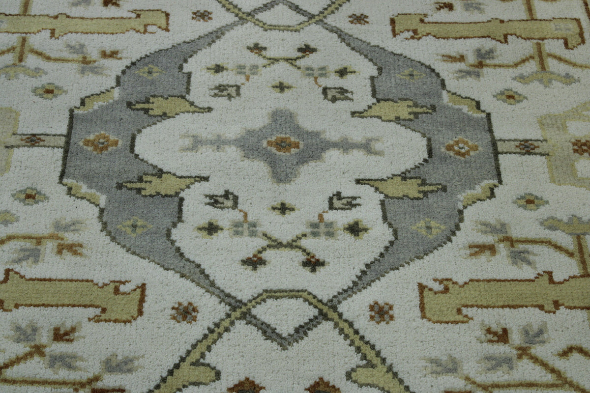 Close-up of wool pile, Gray & Beige rug
