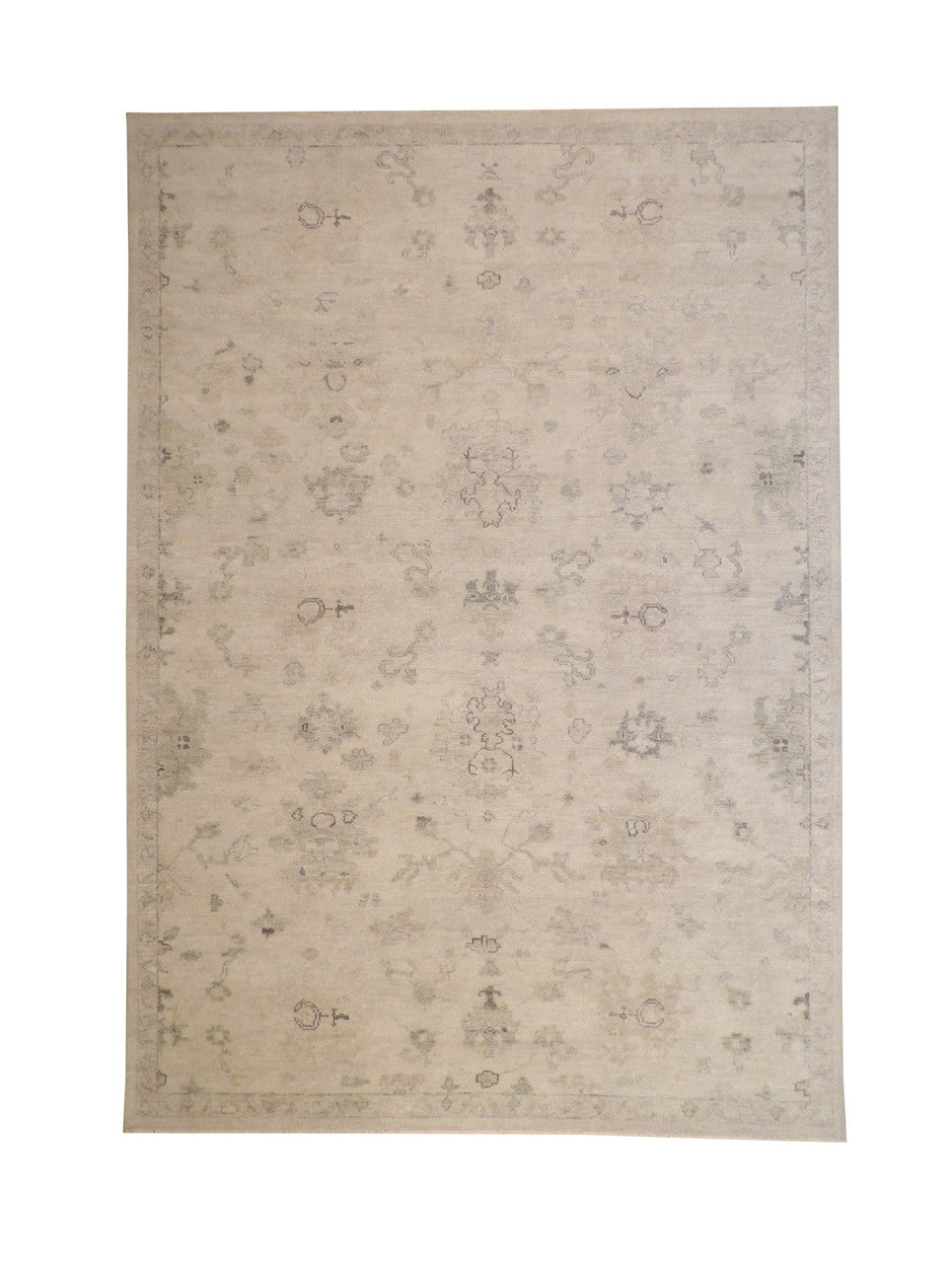 Oushak Ziegler hand-knotted wool rug in Gray & Beige, full view