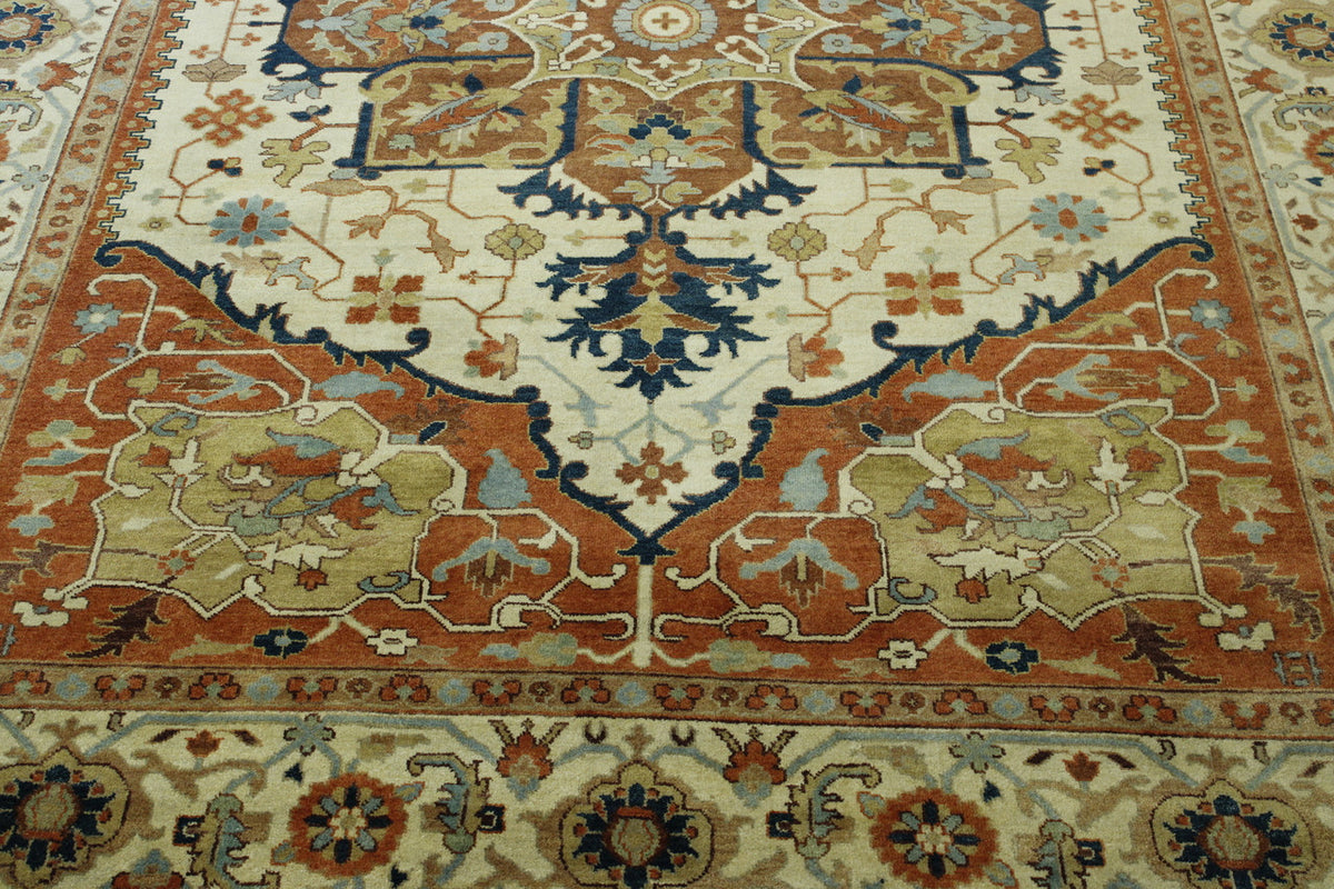 Full view of Tribal Heriz rug
