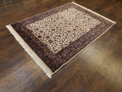 Kashan medallion pattern detail, blue and ivory rug