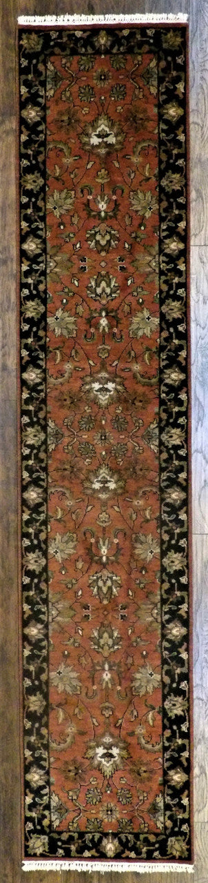 Jaipur Kashan Antique Wash hand-knotted wool rug in Black & Red, full view