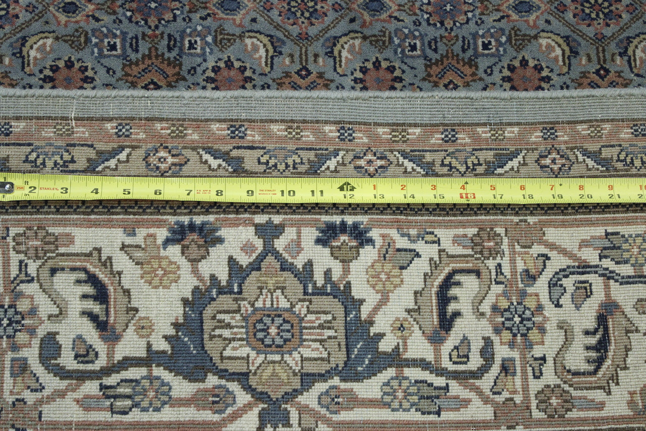 Close-up of wool pile, Blue & Beige rug