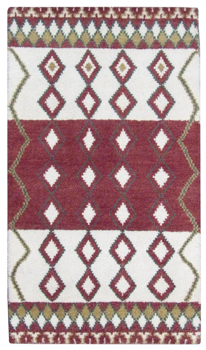 Moroccan hand-knotted wool rug in Beige & Red, full view