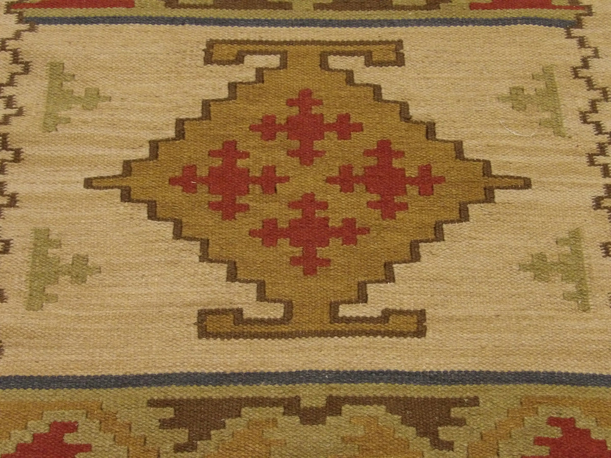 Tribal Kilim Flat Weave rug border detail