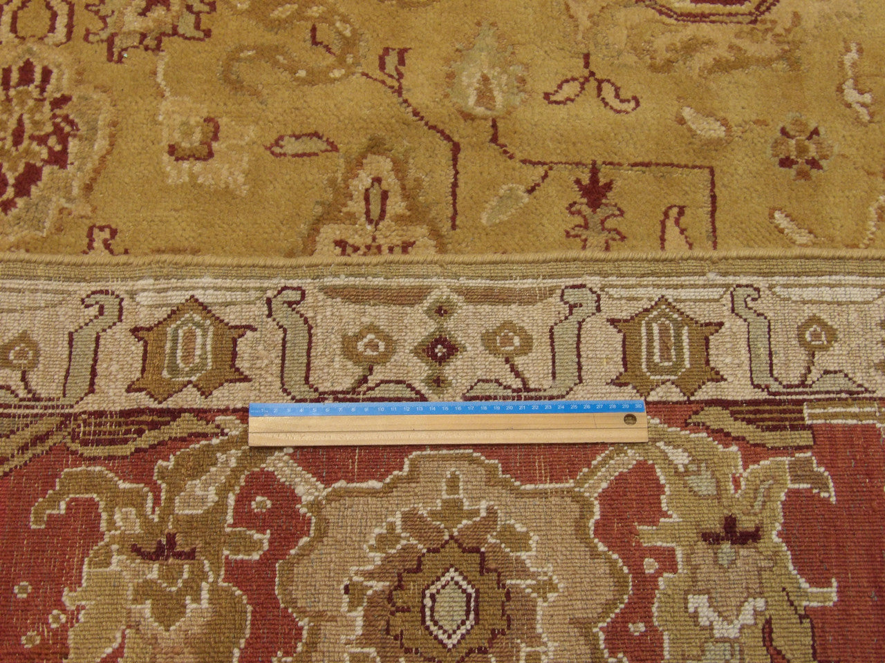 Ziegler pattern detail, vintage gold rug