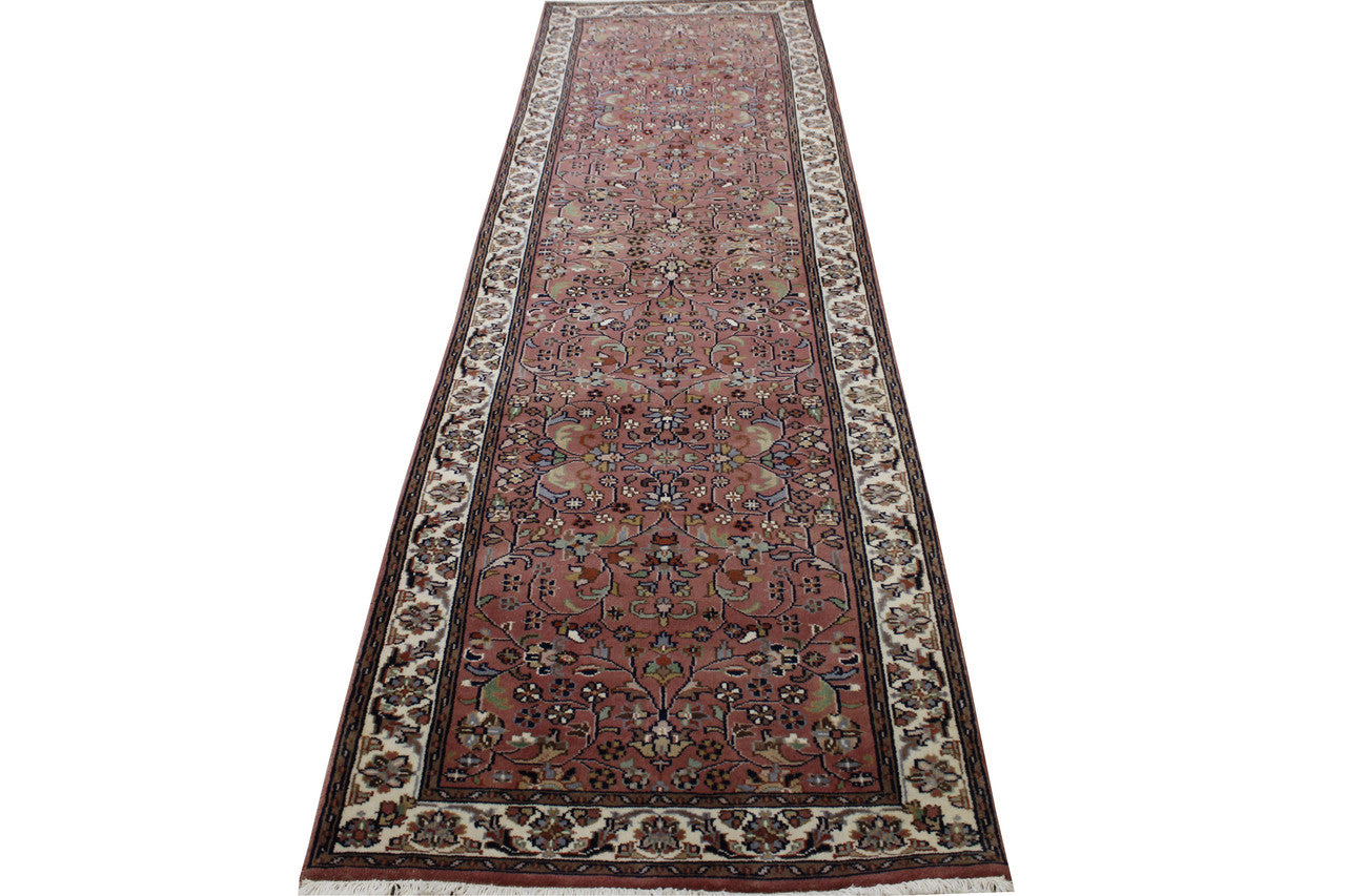 Pink 2'10" x 9'10" Traditional Fine Herati Hand knotted Wool Rug - Sku: w20003