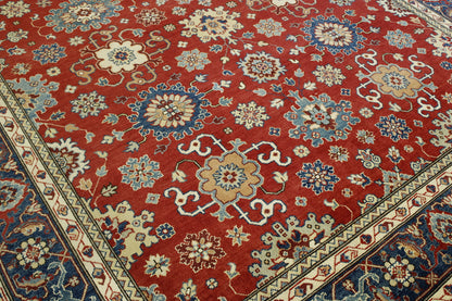Blue & Red Tribal Super Kazak rug in room setting