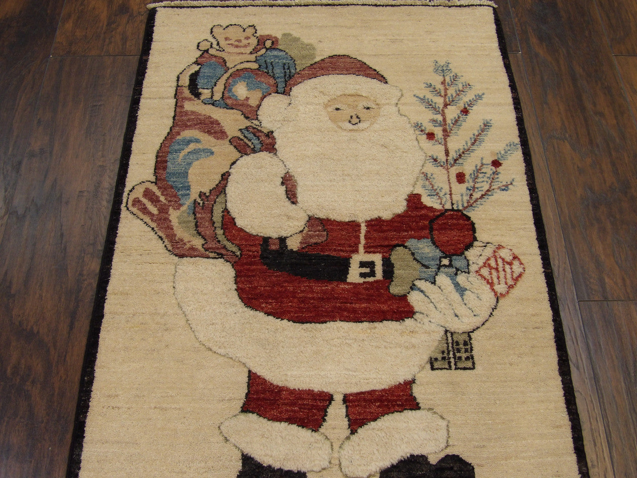Santa Christmas rug corner detail