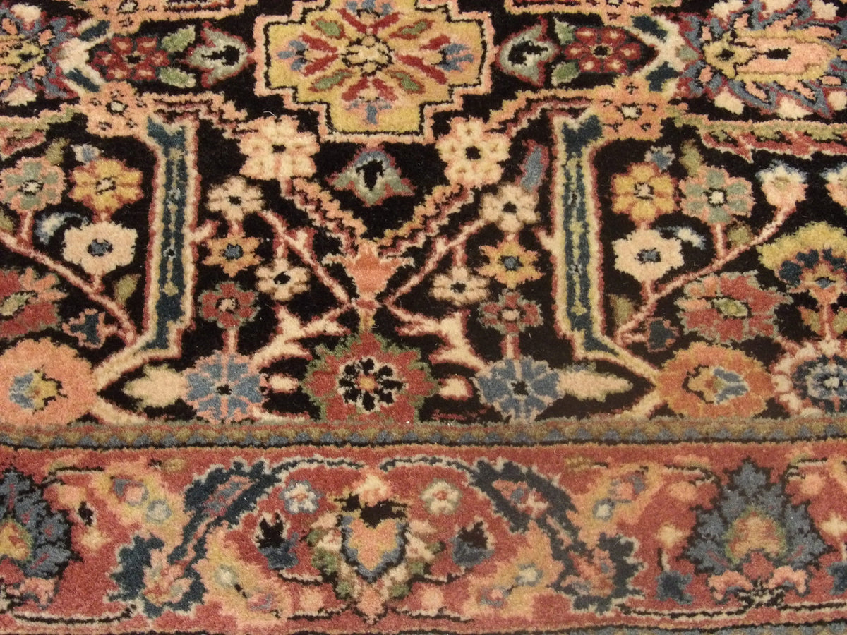 Persian Mir runner border detail, black and brown