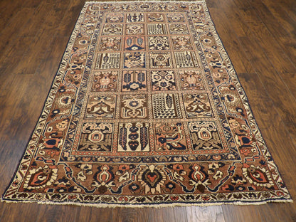Close-up of aged wool pile on antique Bakhtiyari rug