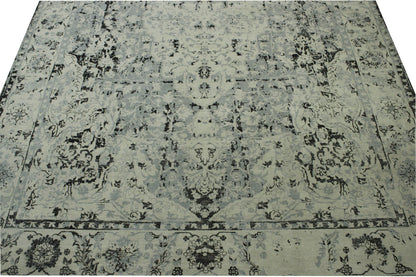 Blue 9'1" x 14'5" Transitional Grass Design Hand knotted Wool Rug - Sku: w2069