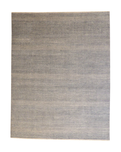 Modern Grass Design hand-knotted wool rug in Gray, full view