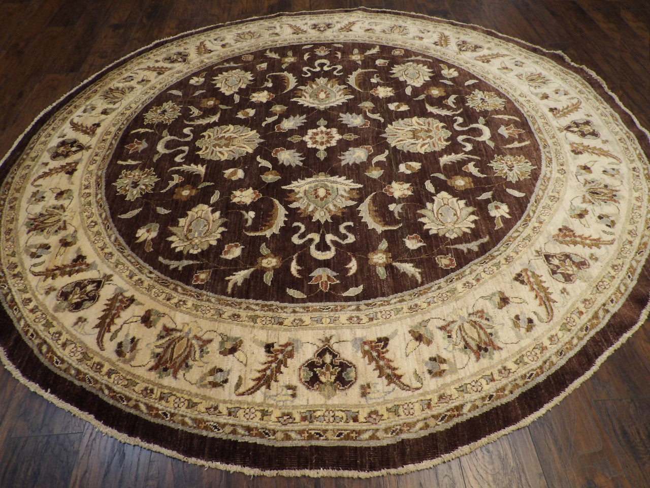 Close-up of wool pile, Brown & Beige rug