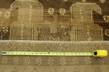 Tribal Antique Hamadan hand-knotted wool rug in Brown & Pink, full view