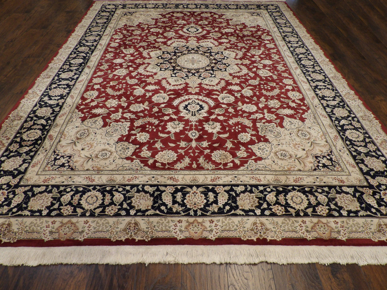 Close-up of wool pile, Blue & Red rug