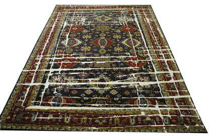 Close-up of wool pile, Multi-Color & Rust rug