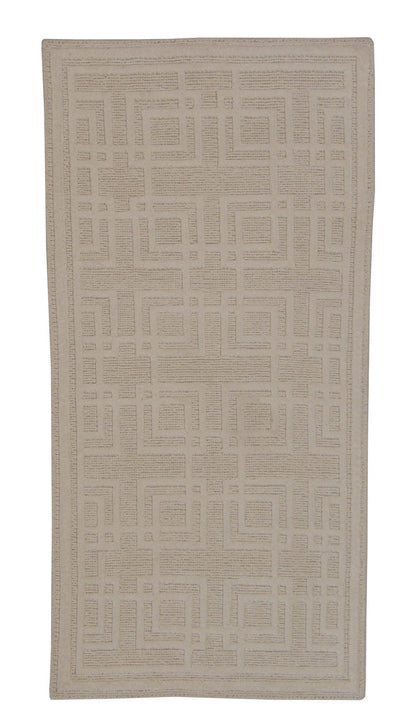 Modern Gemotrical Design hand-knotted wool rug in Beige, full view