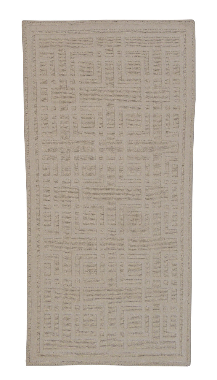 Modern Gemotrical Design hand-knotted wool rug in Beige, full view