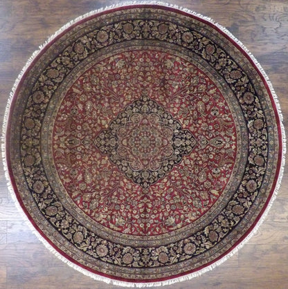 Fine Persian Tabriz hand-knotted wool rug in Black & Red, full view