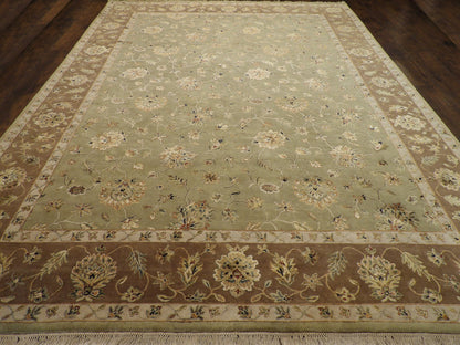 Back of hand-knotted Jaipur Kashan rug showing construction