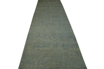 Close-up of wool-silk pile, Blue, Gray & Gold rug