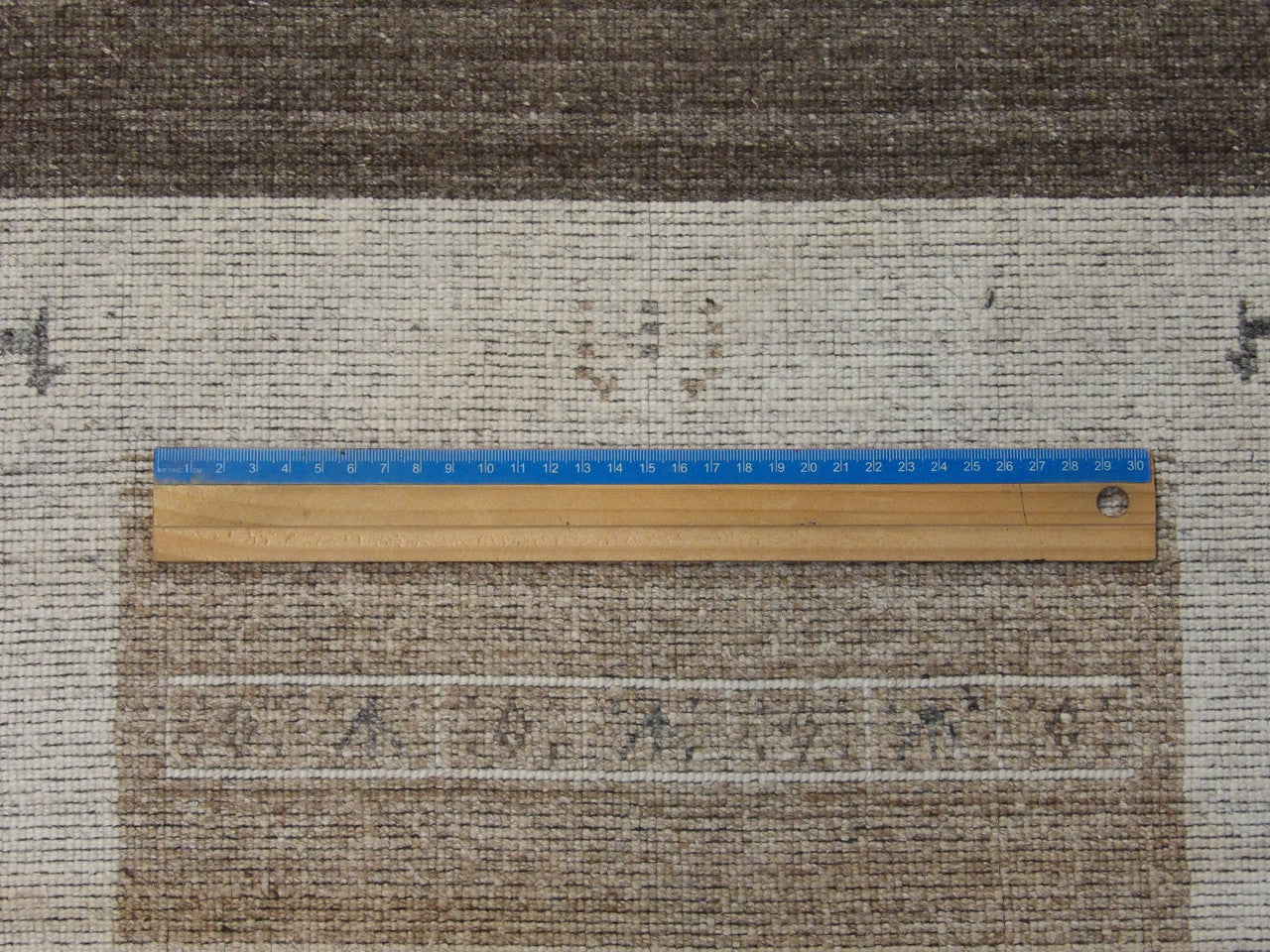 Full view of Persian Gabbeh hand-knotted wool rug