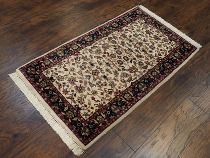 Kashan medallion pattern detail, blue and ivory accent rug
