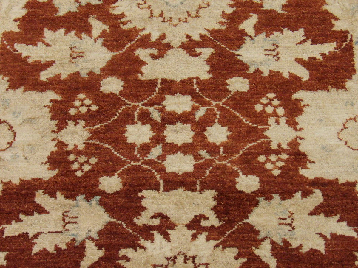 Back of Oushak hand-knotted rug
