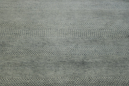Gray 6'0" x 8'3" Modern Grass Design Hand knotted Wool/Silk Rug - Sku: W2080