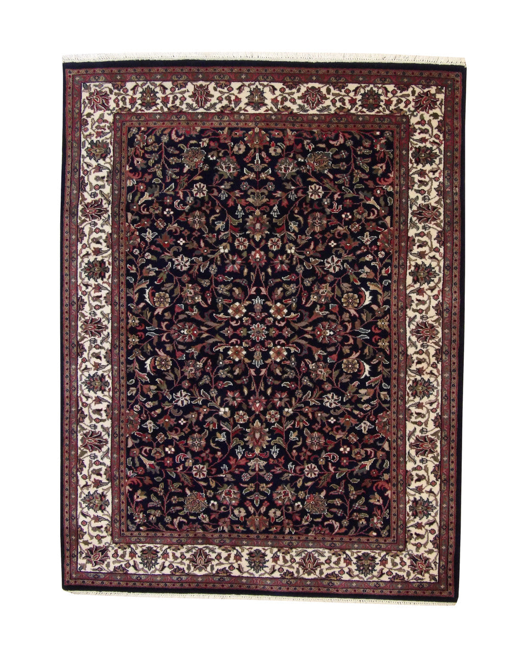 Traditional Fine Heraki hand-knotted wool rug in Blue & Beige, full view