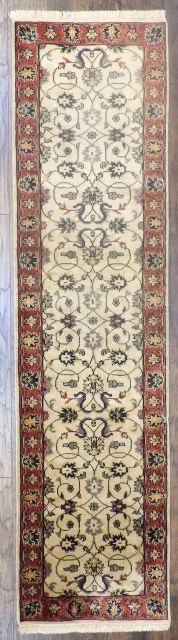 Beige 2'6" x 10'0" Turkish Weave Silky Natural dye Hand knotted Wool Rug - Sku: w591