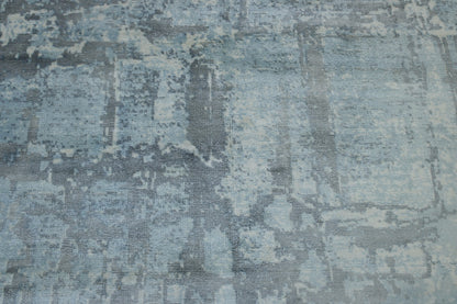 Close-up of silk pile, Blue & White rug