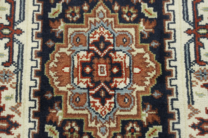Back of Tribal Heriz hand-knotted rug