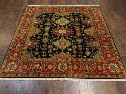 Close-up of hand-knotted wool pile on Sherapi tribal area rug