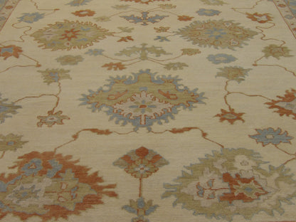 Close-up of wool pile, Blue & Beige rug